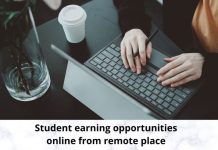 Student earning opportunities online from remote place